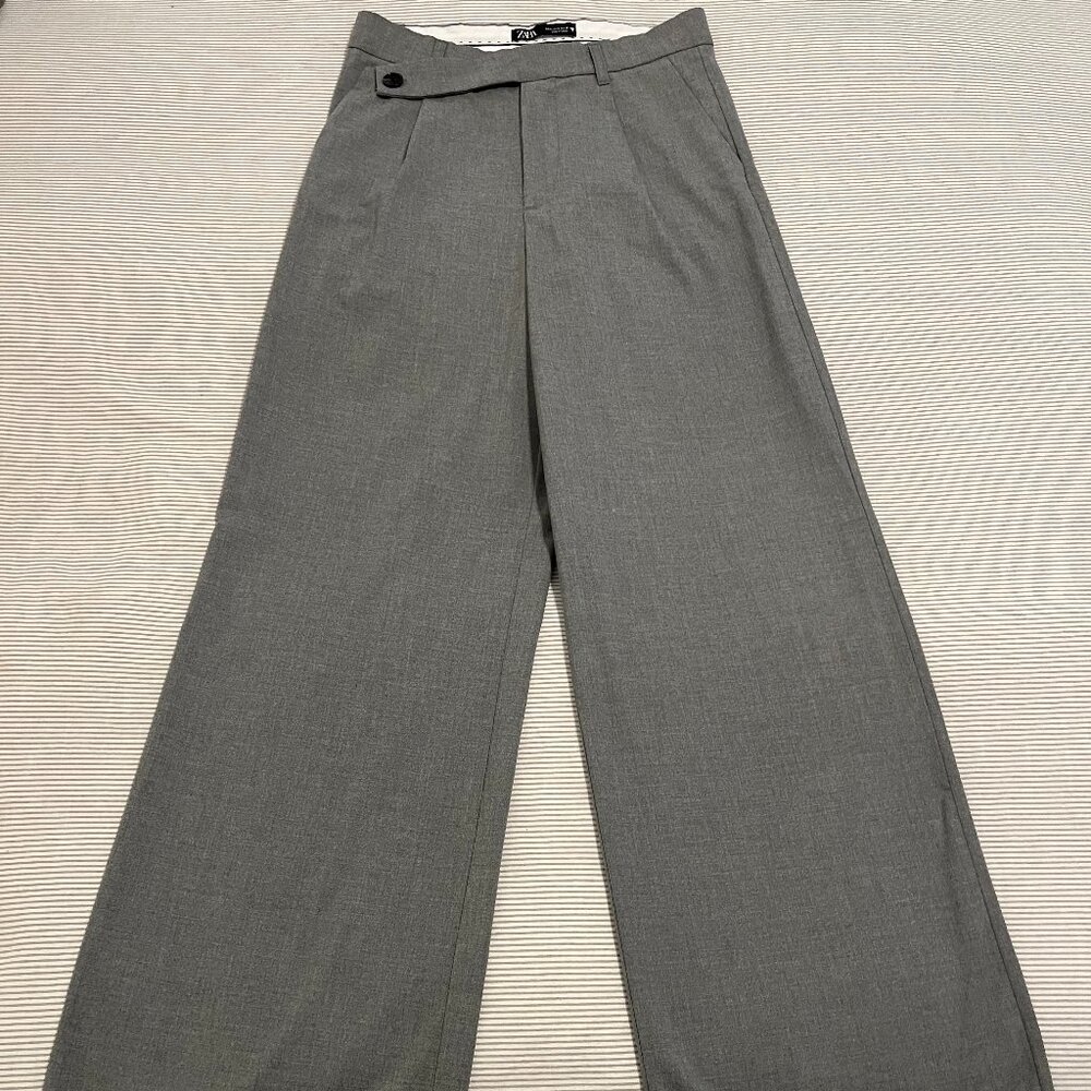Gray Zara criss cross trousers